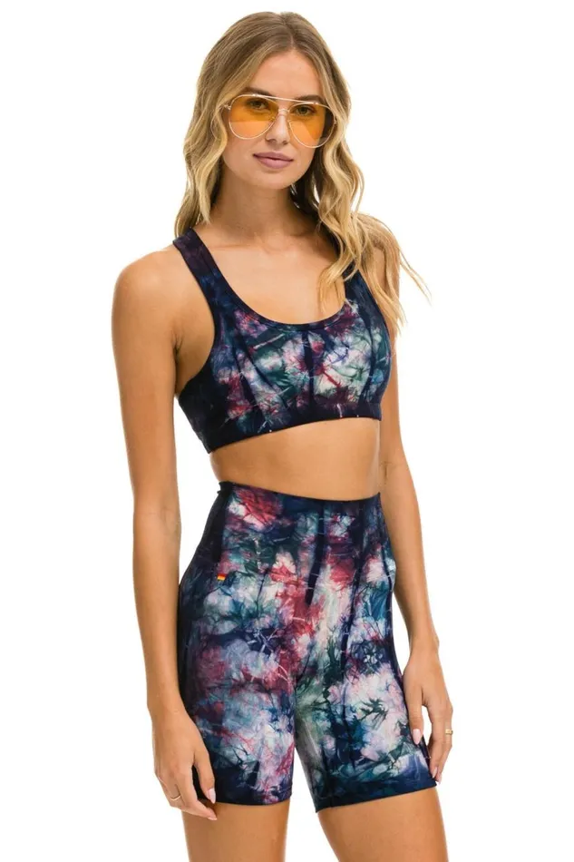 Women Shorts Aviator Nation Hand Dyed 6 Inch HiRise Biker Short 8211 Tie Dye Multi