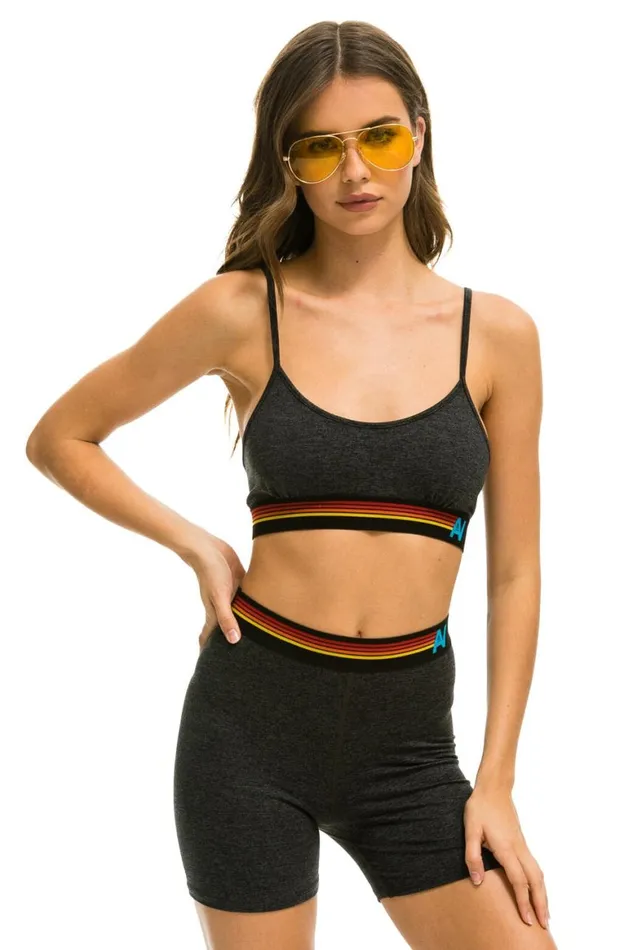 Women Shorts Aviator Nation Logo 4 Inch HiRise Biker Short 8211 Charcoal