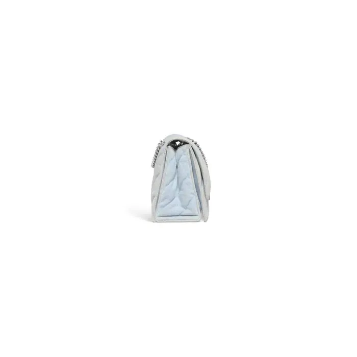 Women Shoulder Bags Balenciaga Crush Medium Chain Bag Quilted Denim In Light Blue