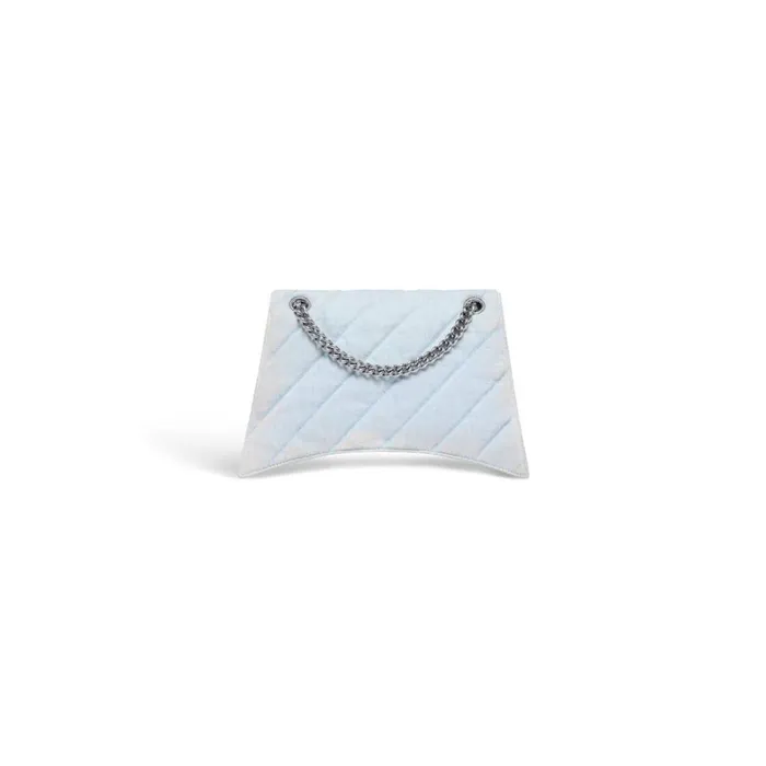 Women Shoulder Bags Balenciaga Crush Medium Chain Bag Quilted Denim In Light Blue