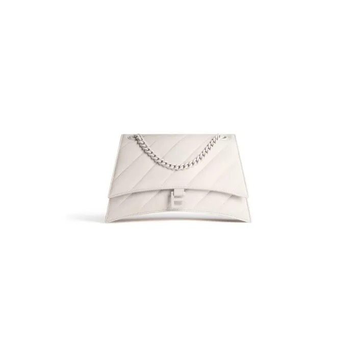 Women Shoulder Bags Balenciaga Crush Medium Chain Bag Quilted In Beige