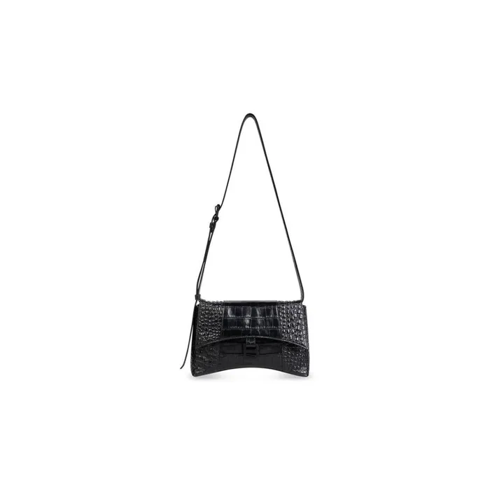 Women Shoulder Bags Balenciaga Downtown Xs Shoulder Bag Crocodile Embossed In Black