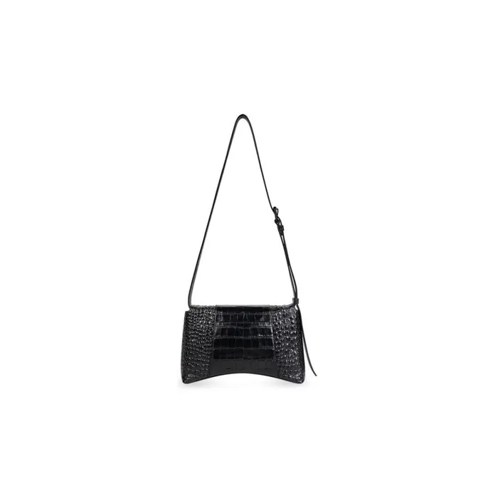 Women Shoulder Bags Balenciaga Downtown Xs Shoulder Bag Crocodile Embossed In Black