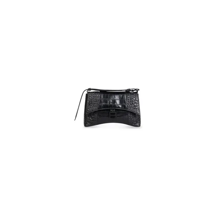 Women Shoulder Bags Balenciaga Downtown Xs Shoulder Bag Crocodile Embossed In Black