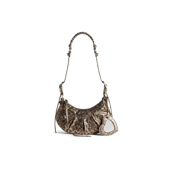 Women Shoulder Bags Balenciaga Le Cagole Xs Shoulder Bag Metallized With Leopard Print In Brown Women Shoulder Bags Balenciaga Le Cagole Xs Shoulder Bag Metallized With Leopard Print In Brown
