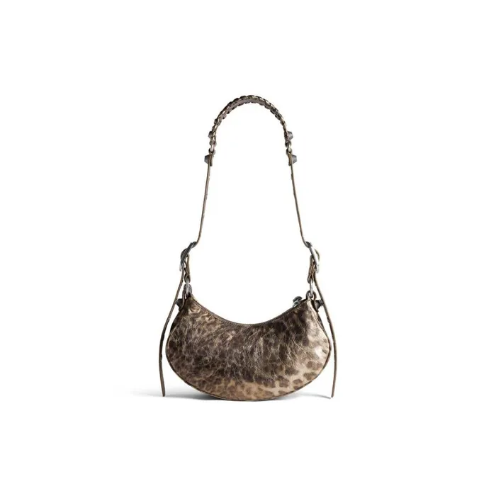 Women Shoulder Bags Balenciaga Le Cagole Xs Shoulder Bag Metallized With Leopard Print In Brown
