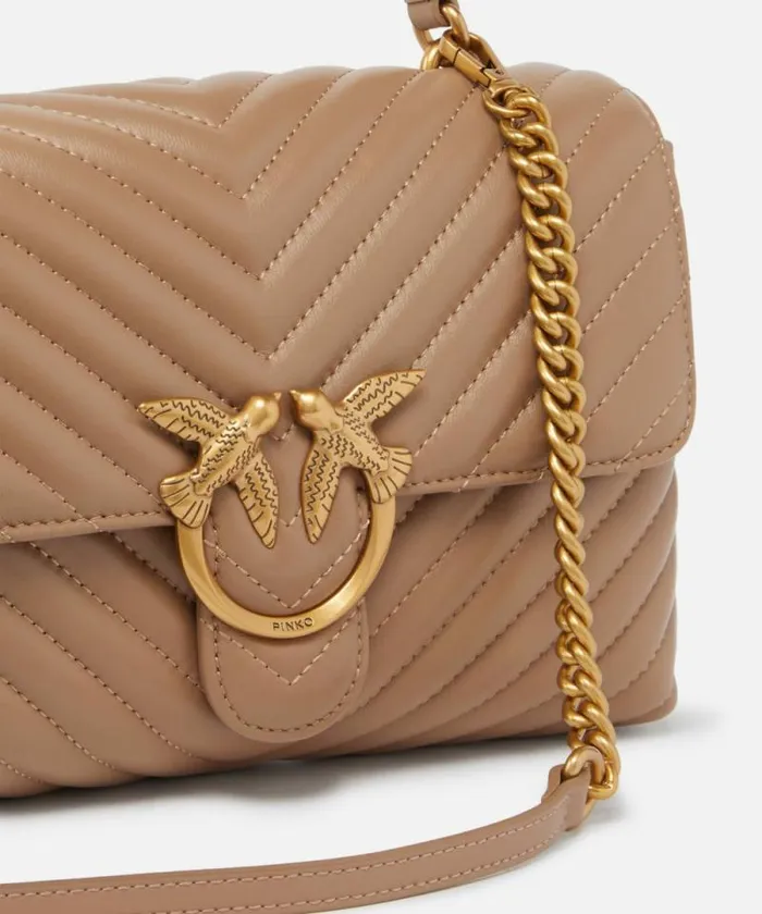 Women Shoulder Bags Pinko Classic Lady Love Bag Puff Chevron Ginger Biscuitantique Gold Women Shoulder Bags Pinko Classic Lady Love Bag Puff Chevron Ginger Biscuitantique Gold