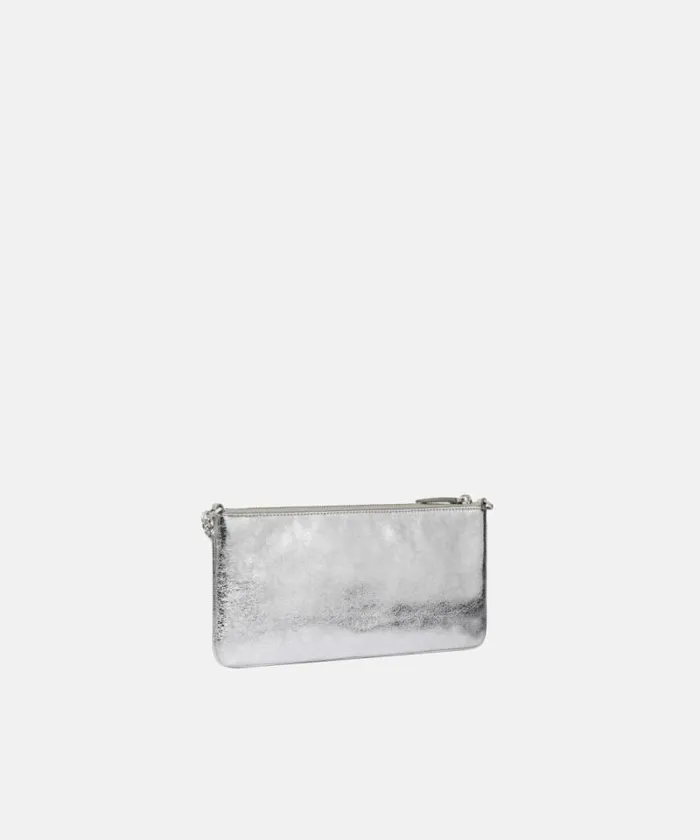 Women Shoulder Bags Pinko Laminated Leather Clutch With Shoulder Strap Silverbrushed Silver Women Shoulder Bags Pinko Laminated Leather Clutch With Shoulder Strap Silverbrushed Silver