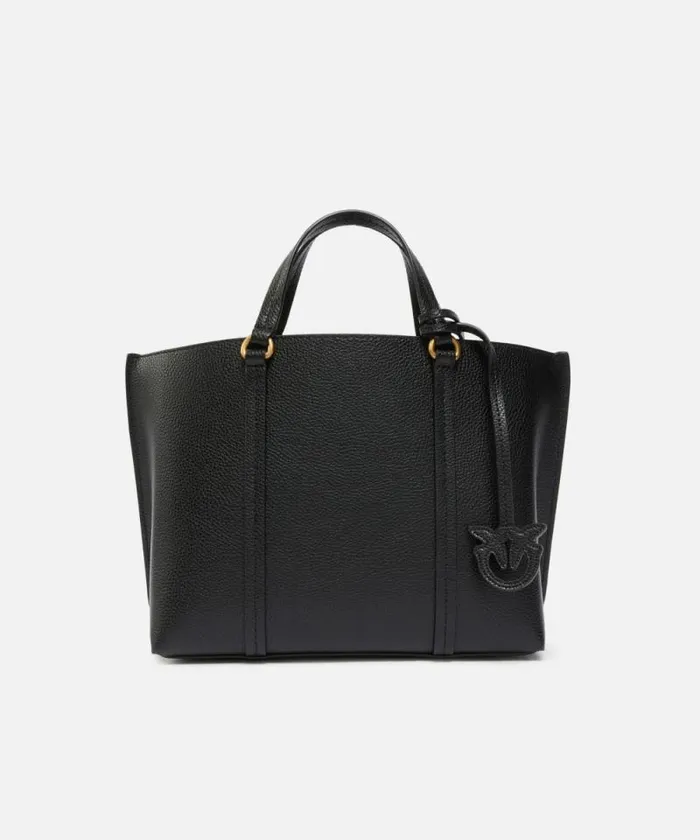 Women Shoulder Bags Pinko Large Tumbled Leather Shopper Bag Blackantique Gold Women Shoulder Bags Pinko Large Tumbled Leather Shopper Bag Blackantique Gold