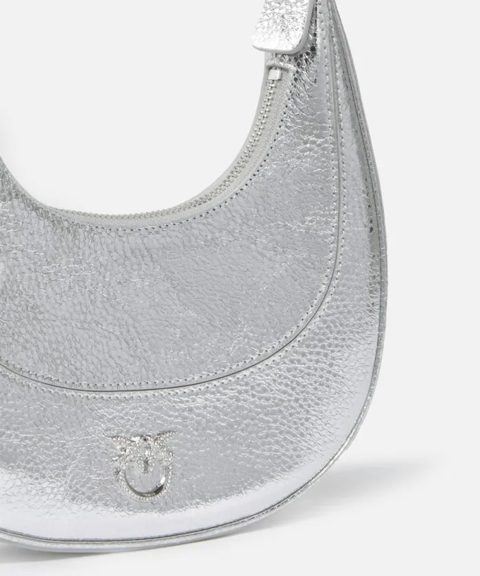 Women Shoulder Bags Pinko Mini Brioche Bag Handbag In Metallic Leather Silvershiny Nickel Women Shoulder Bags Pinko Mini Brioche Bag Handbag In Metallic Leather Silvershiny Nickel