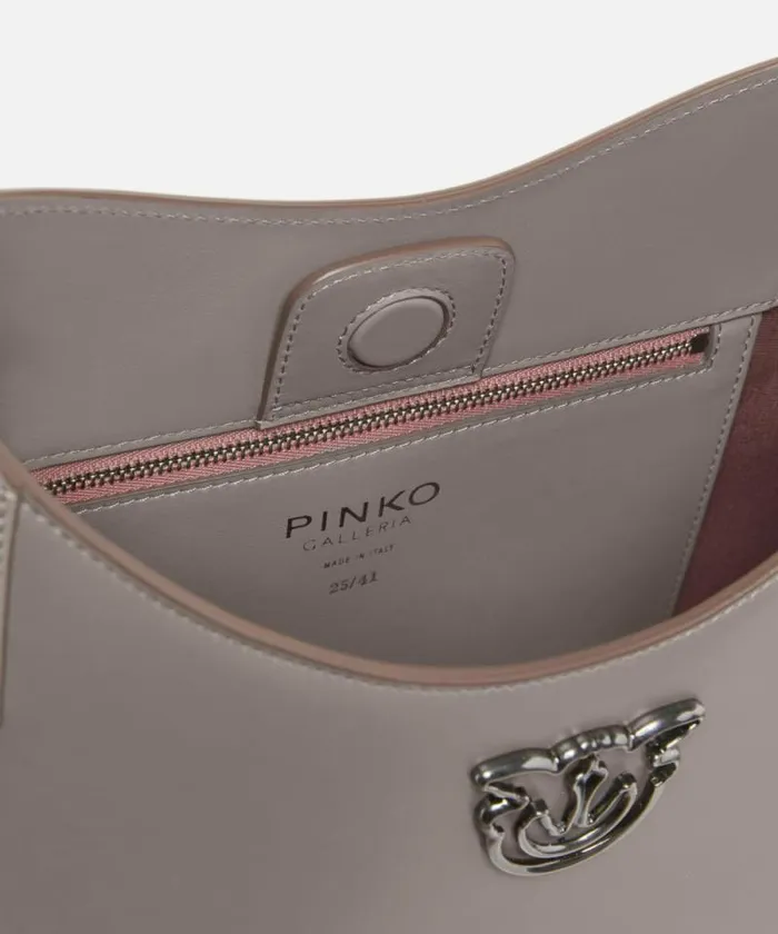 Women Shoulder Bags Pinko PINKO Galleria Hobo Shoulder Bag In Smooth Leather Penguin Greyold Silver Women Shoulder Bags Pinko PINKO Galleria Hobo Shoulder Bag In Smooth Leather Penguin Greyold Silver