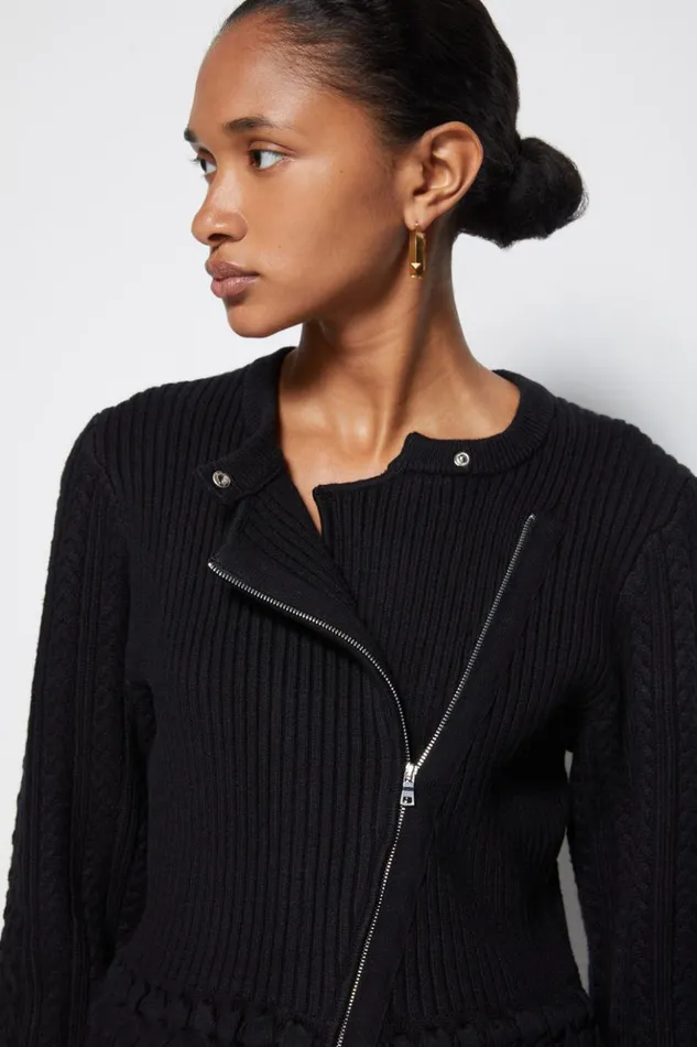 Women Signature Andi Peplum Jacket Black Jonathan Simkhai Knitwear