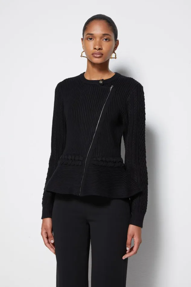 Women Signature Andi Peplum Jacket Black Jonathan Simkhai Knitwear