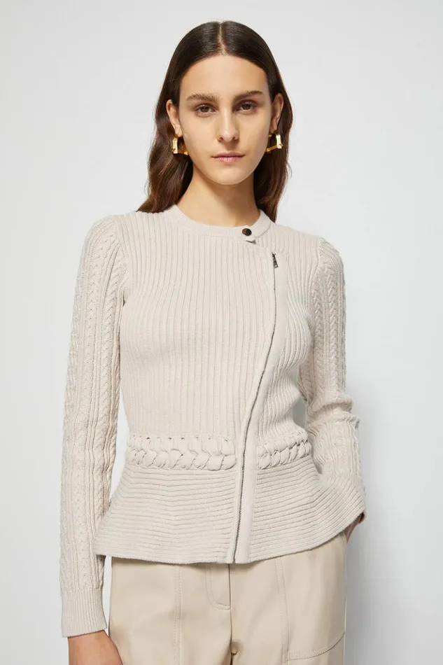 Women Signature Andi Peplum Jacket Stone Jonathan Simkhai Knitwear