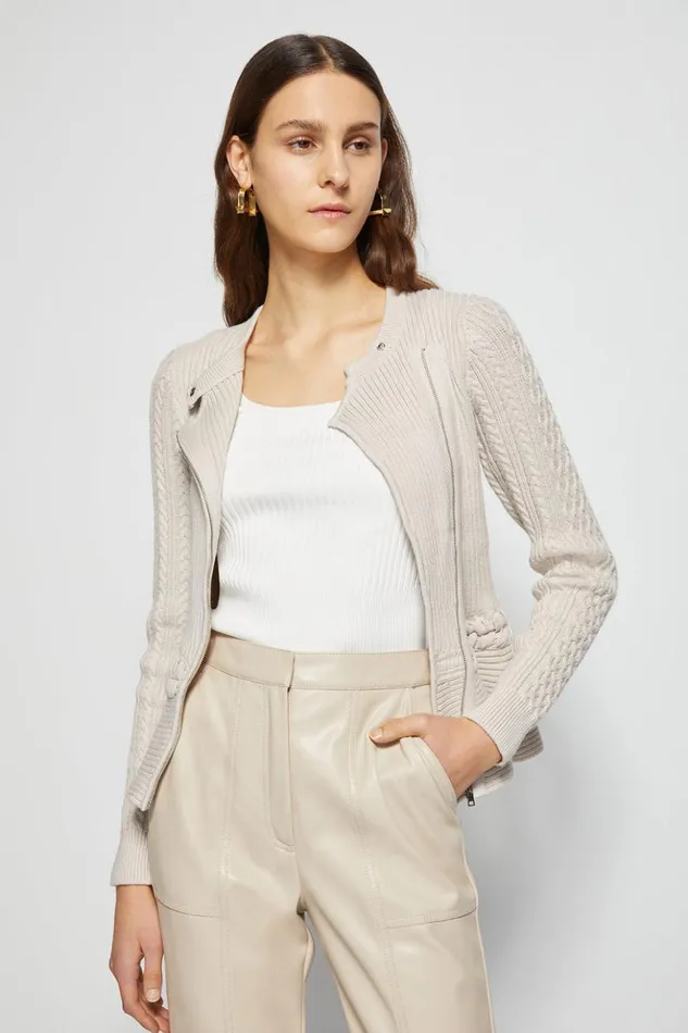 Women Signature Andi Peplum Jacket Stone Jonathan Simkhai Knitwear