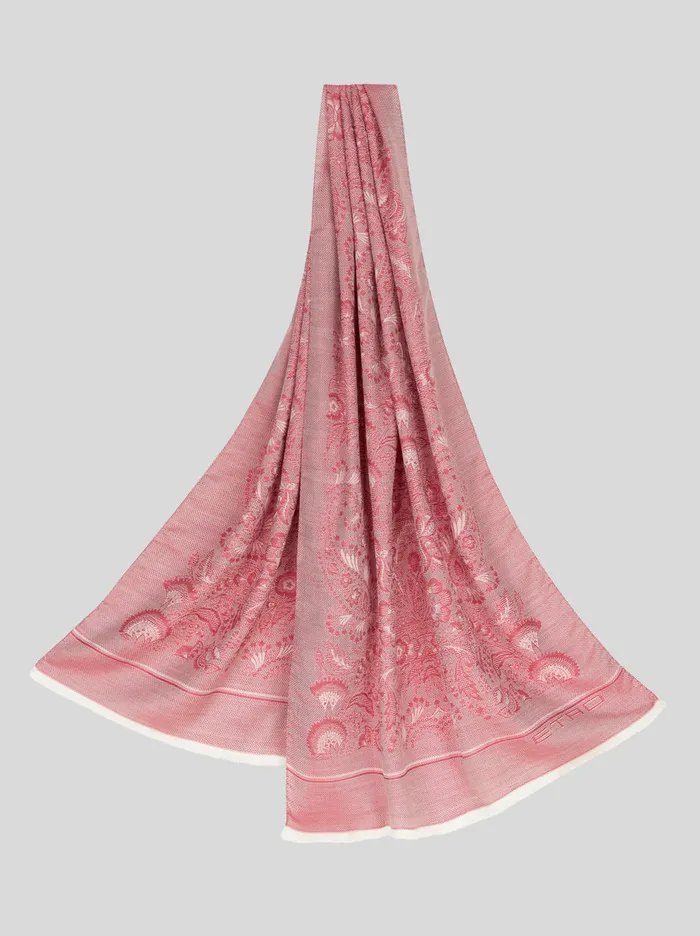 Women Silk And Wool Jacquard Scarf Etro Scarves And Silk