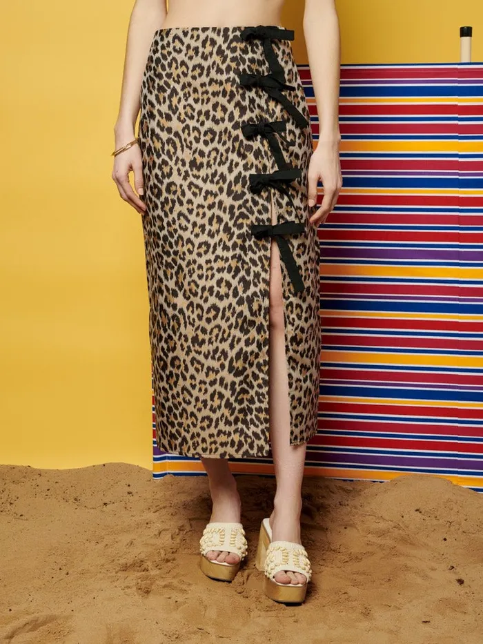 Women Sister Jane Bottoms Ghospell Patty Leopard Midi Skirt Brown Leopard