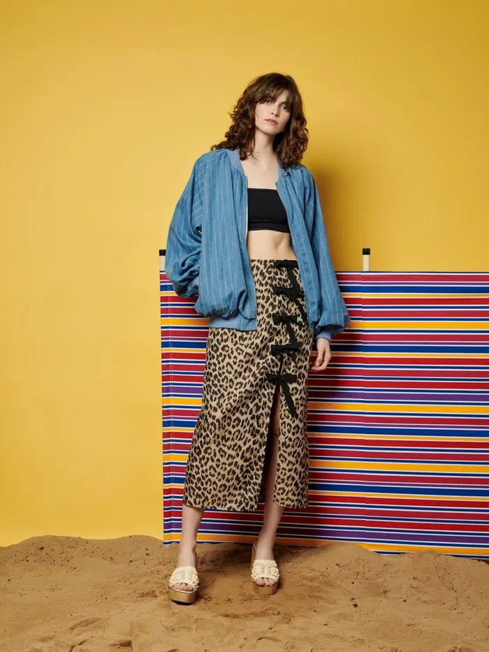 Women Sister Jane Bottoms Ghospell Patty Leopard Midi Skirt Brown Leopard