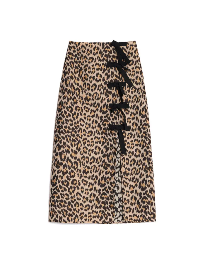 Women Sister Jane Bottoms Ghospell Patty Leopard Midi Skirt Brown Leopard