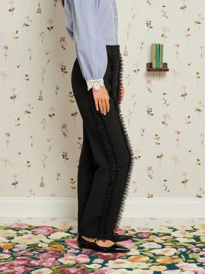 Women Sister Jane Bottoms Inherit Ruffle Trousers Ebony Black