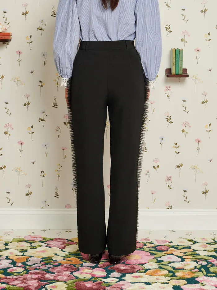 Women Sister Jane Bottoms Inherit Ruffle Trousers Ebony Black