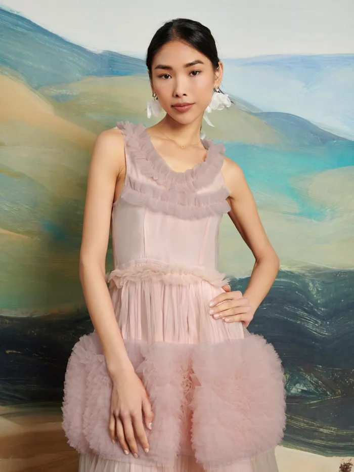 Women Sister Jane Dresses DREAM Montana Tulle Midi Dress Blush Pink