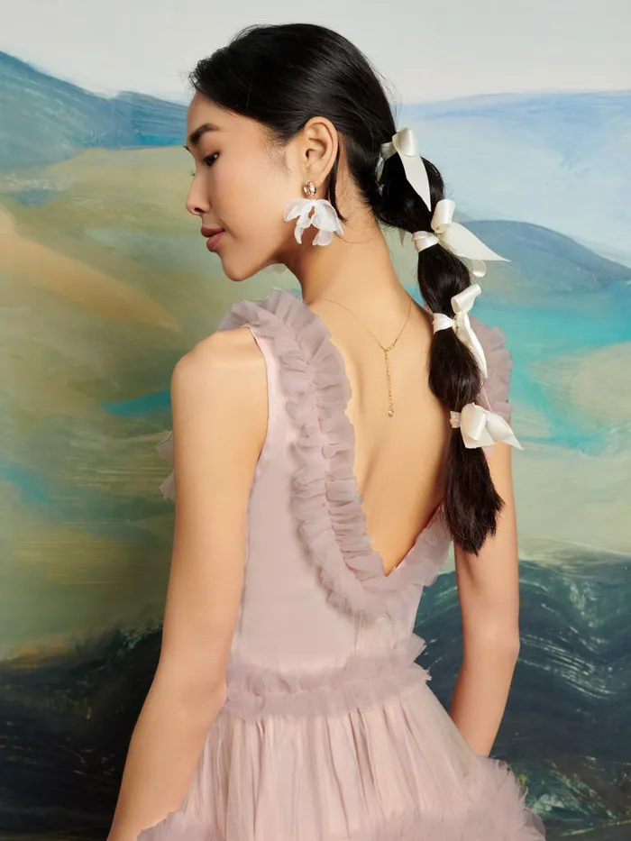 Women Sister Jane Dresses DREAM Montana Tulle Midi Dress Blush Pink
