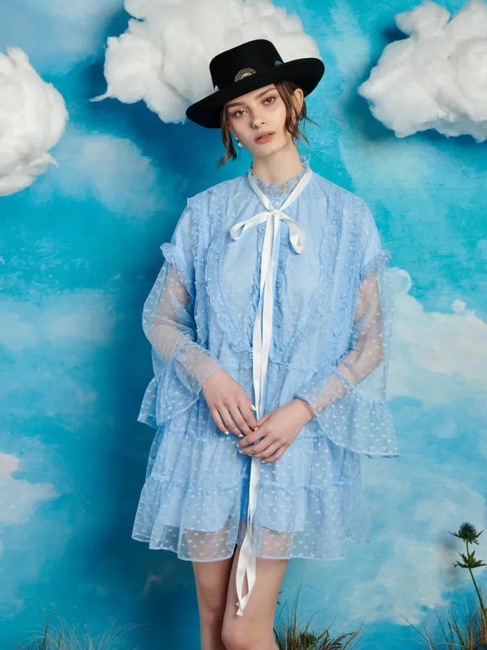 Women Sister Jane Dresses Dusty Hearts Mini Dress Cornflowerblue