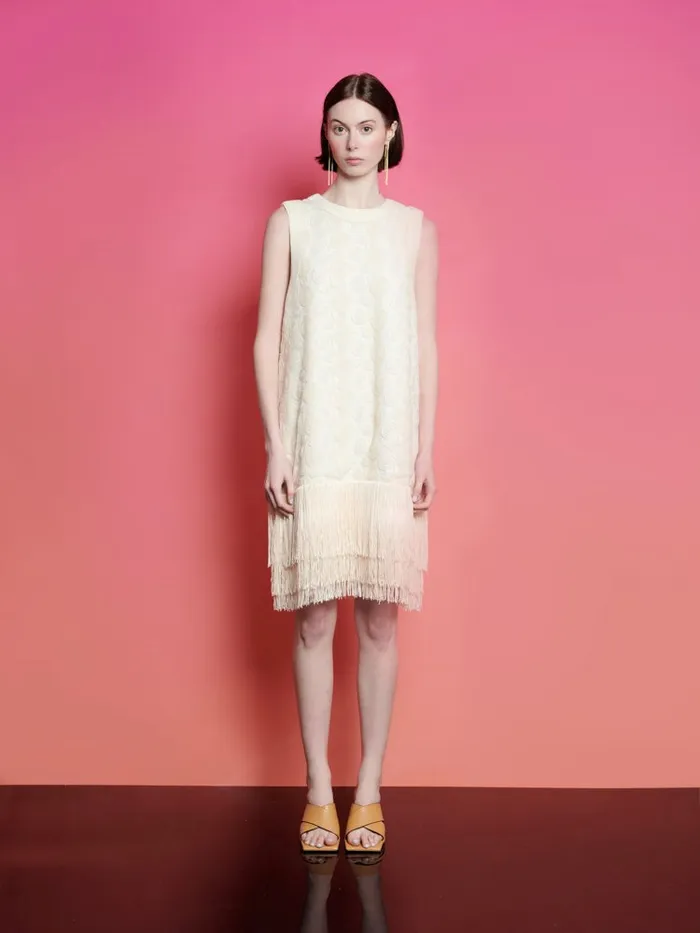 Women Sister Jane Dresses Ghospell Billie Fringe Mini Dress Cloud Cream