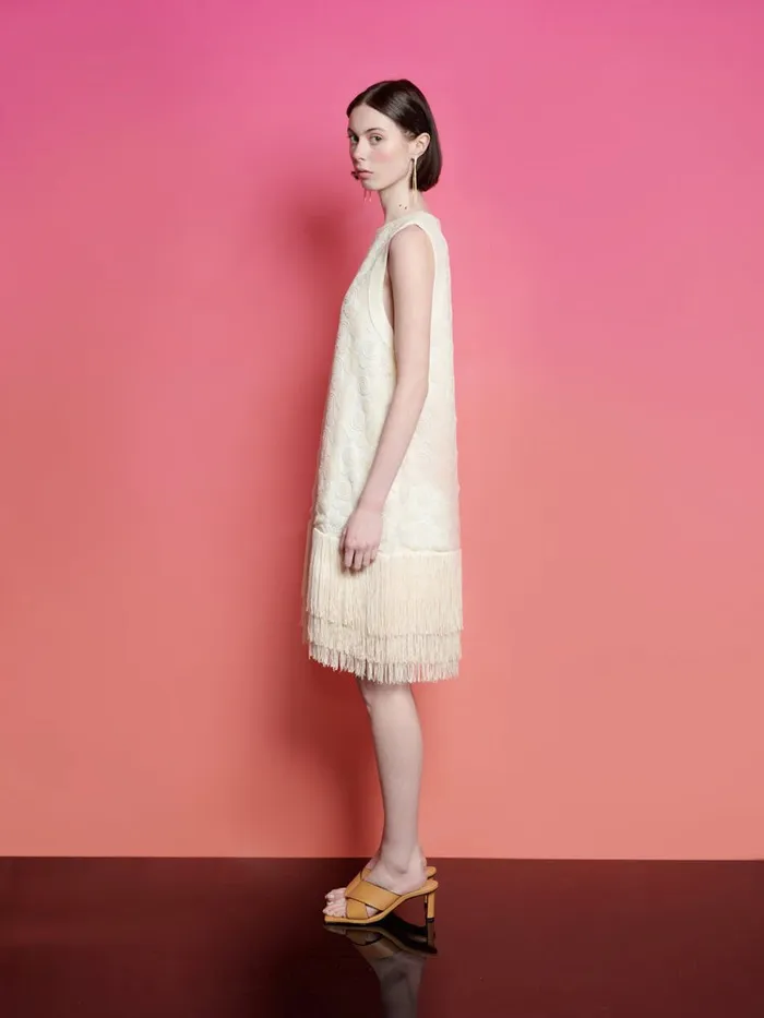 Women Sister Jane Dresses Ghospell Billie Fringe Mini Dress Cloud Cream