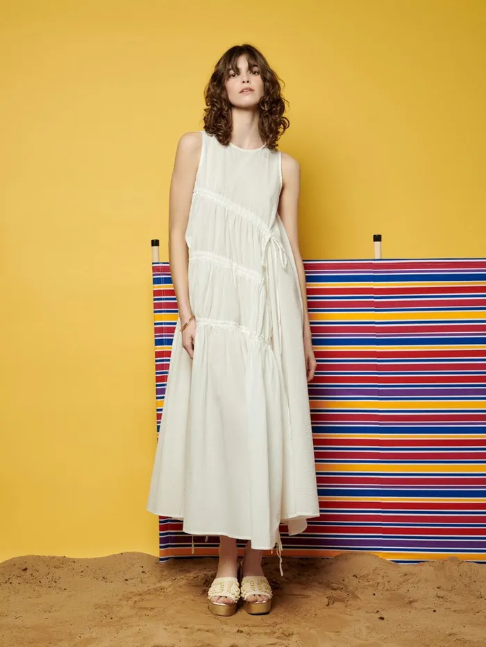 Women Sister Jane Dresses Ghospell Eleanor Ruched Midi Dress Ivory White