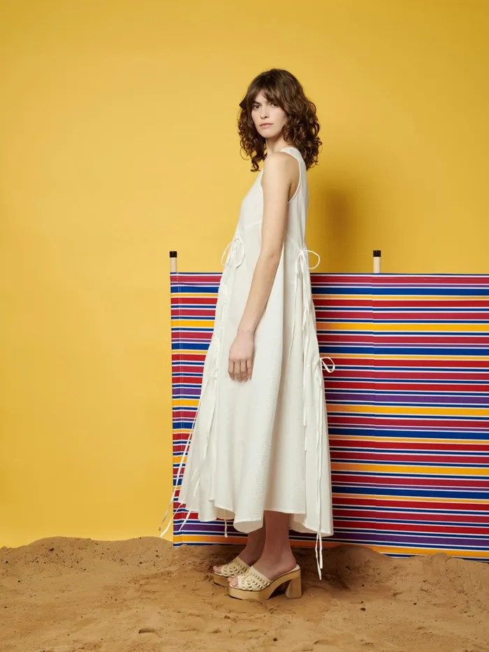 Women Sister Jane Dresses Ghospell Eleanor Ruched Midi Dress Ivory White