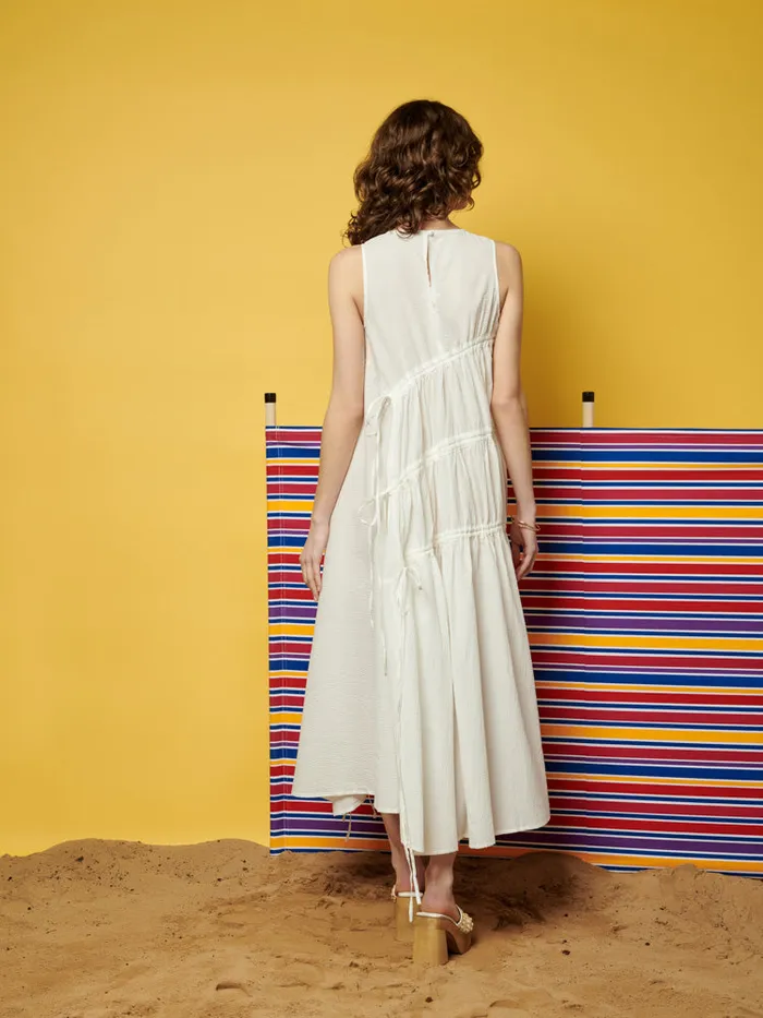Women Sister Jane Dresses Ghospell Eleanor Ruched Midi Dress Ivory White