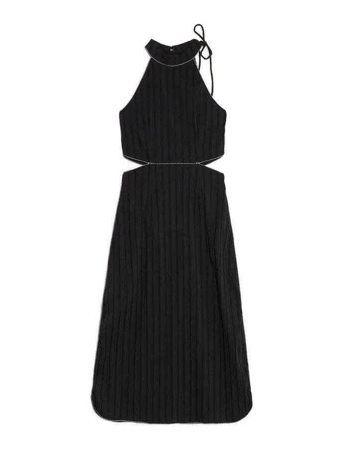 Women Sister Jane Dresses Ghospell Sylvie Stripe Cut Out Midi Dress Ink Black