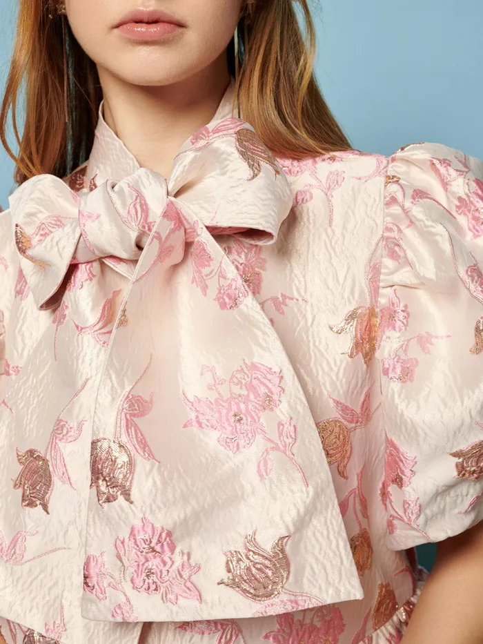 Women Sister Jane Dresses Oak Flower Jacquard Dress Baby Pink Ivory