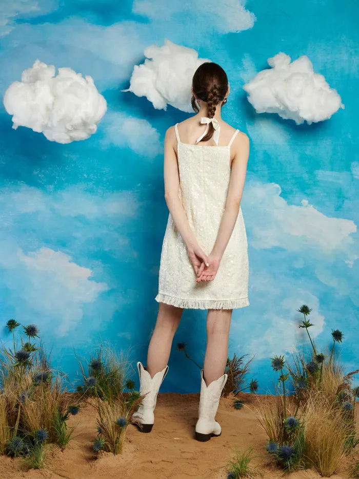 Women Sister Jane Dresses Sandy Tweed Mini Dress Cream Ivory