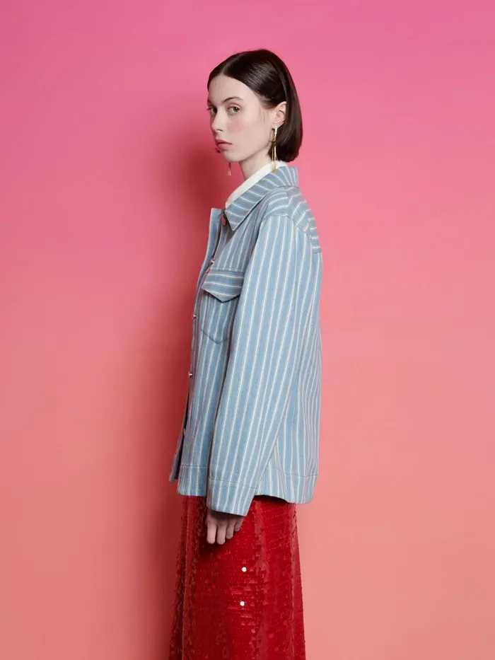 Women Sister Jane Jackets Ghospell Cleo Striped Jacket Stripe Denim