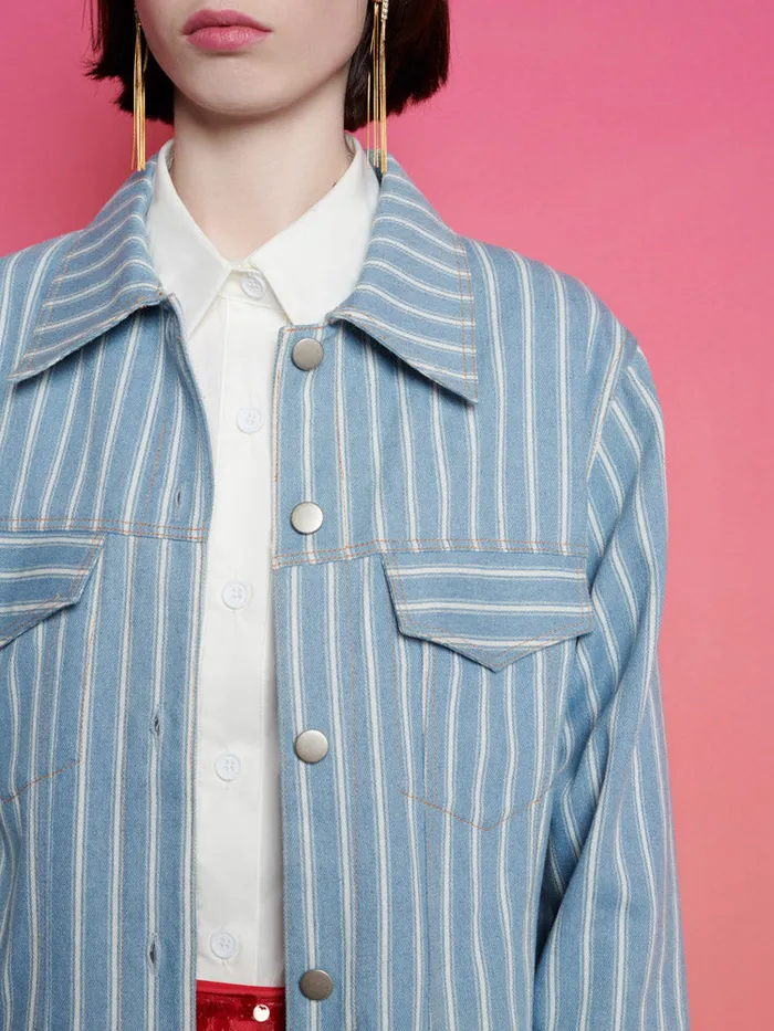 Women Sister Jane Jackets Ghospell Cleo Striped Jacket Stripe Denim