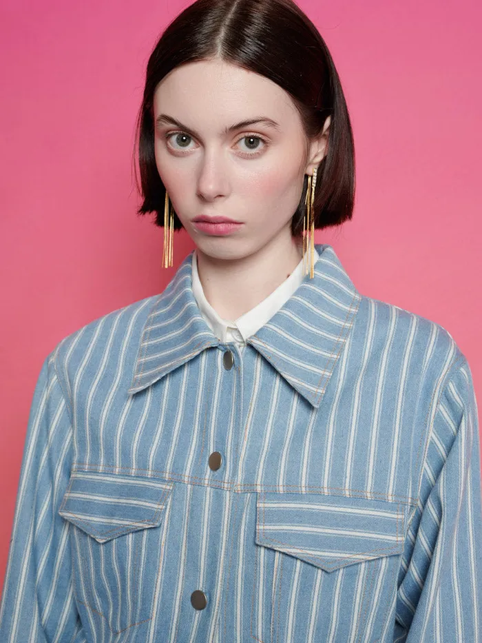 Women Sister Jane Jackets Ghospell Cleo Striped Jacket Stripe Denim