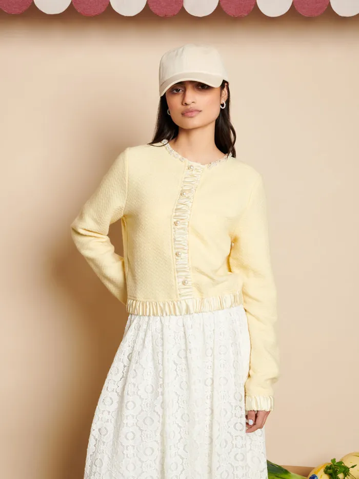 Women Sister Jane Jackets Lemonade Boucle Cardigan Pale Yellow