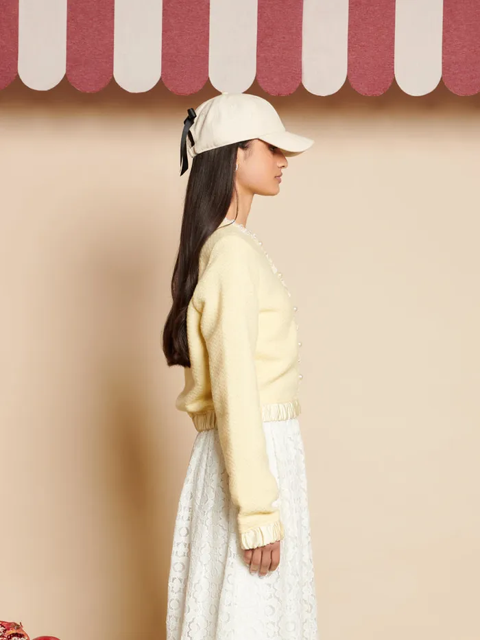 Women Sister Jane Jackets Lemonade Boucle Cardigan Pale Yellow