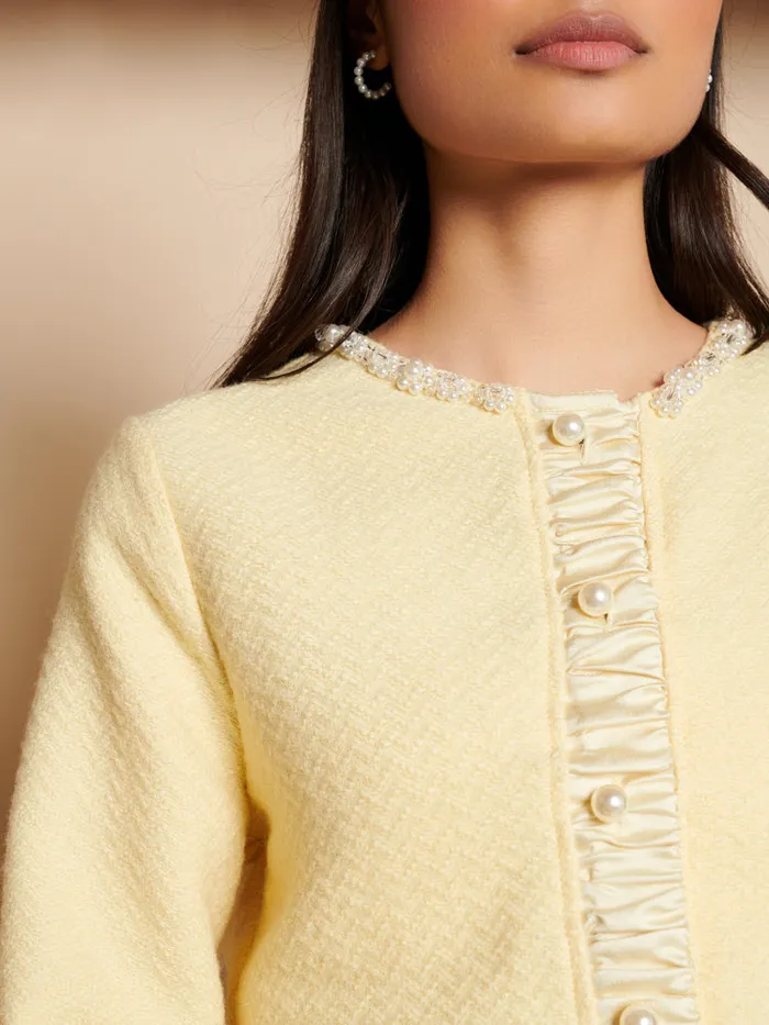 Women Sister Jane Jackets Lemonade Boucle Cardigan Pale Yellow
