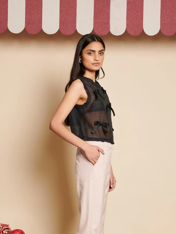 Women Sister Jane Tops Butter Bow Ruffle Top Coal Black