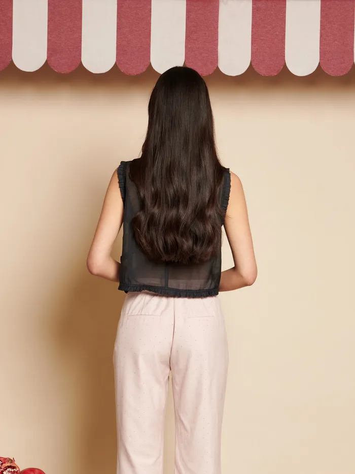 Women Sister Jane Tops Butter Bow Ruffle Top Coal Black