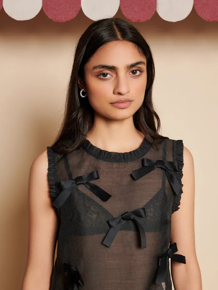 Women Sister Jane Tops Butter Bow Ruffle Top Coal Black