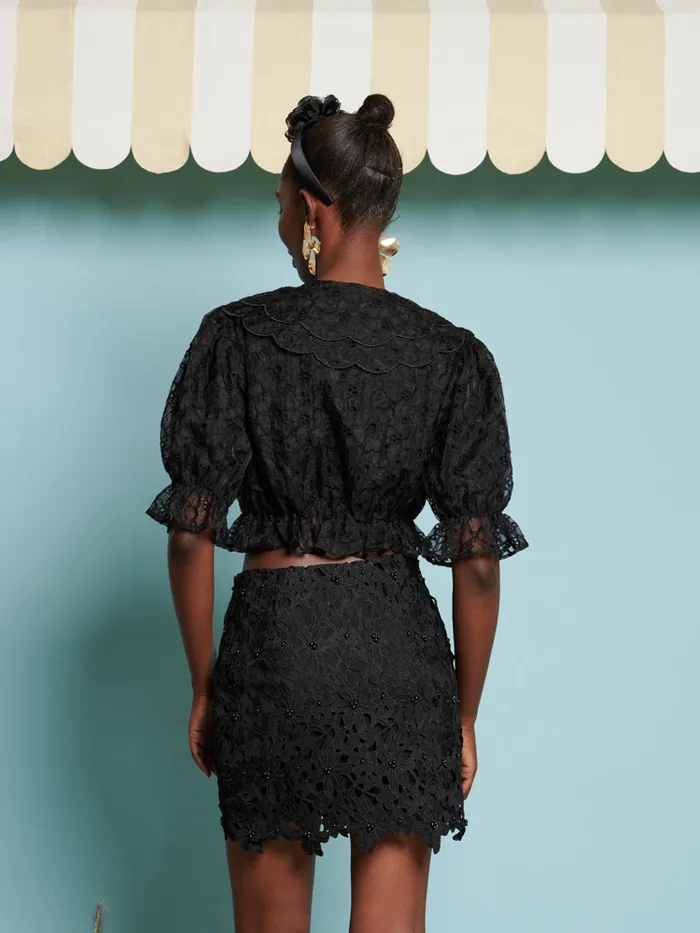 Women Sister Jane Tops DREAM Peach Flower Blouse Coal Black