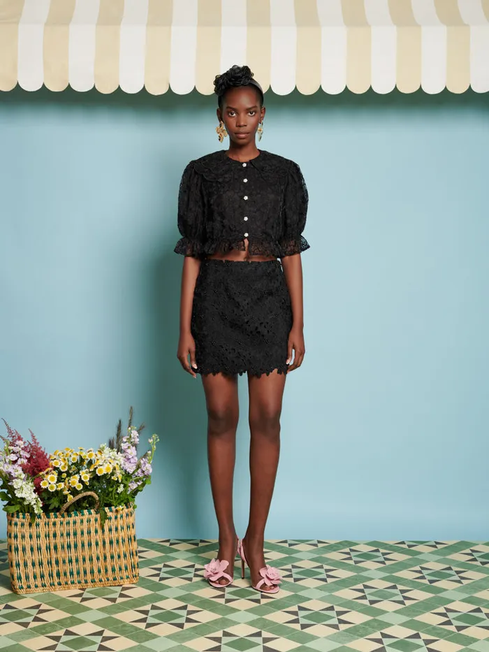 Women Sister Jane Tops DREAM Peach Flower Blouse Coal Black