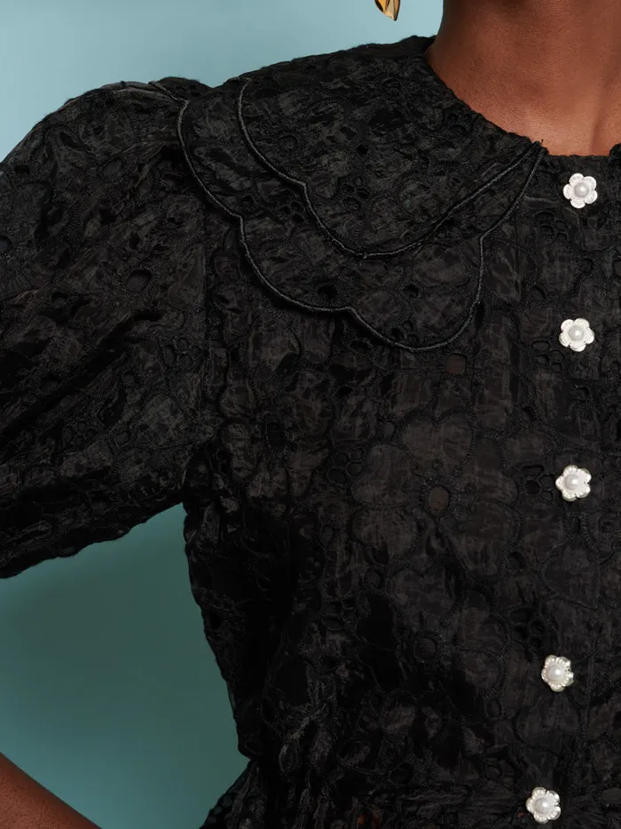 Women Sister Jane Tops DREAM Peach Flower Blouse Coal Black