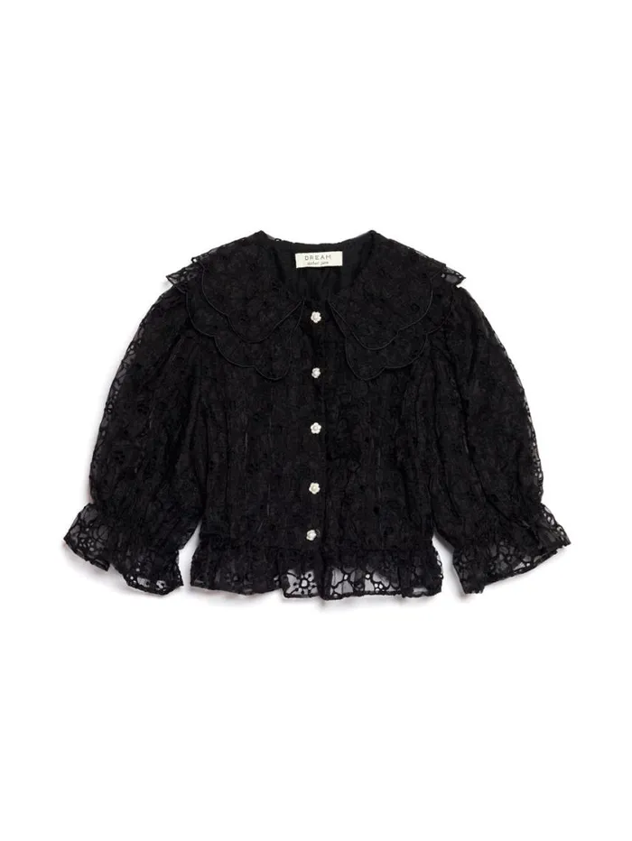Women Sister Jane Tops DREAM Peach Flower Blouse Coal Black