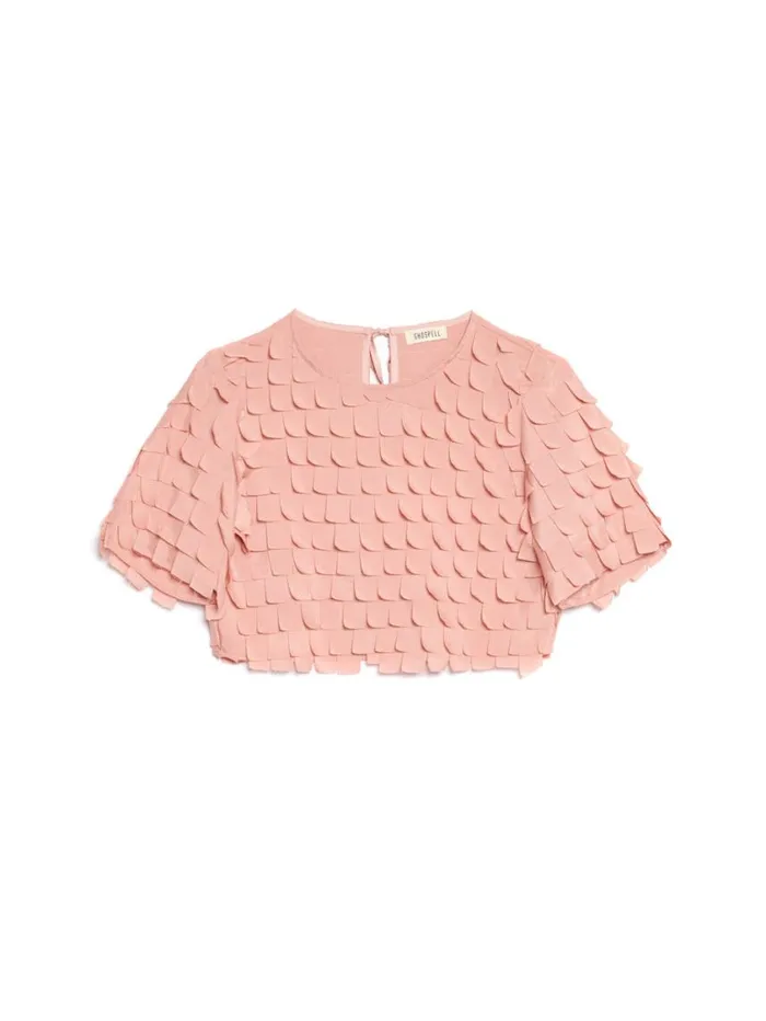 Women Sister Jane Tops Ghospell Taytum Textured Tshirt Blush Nude